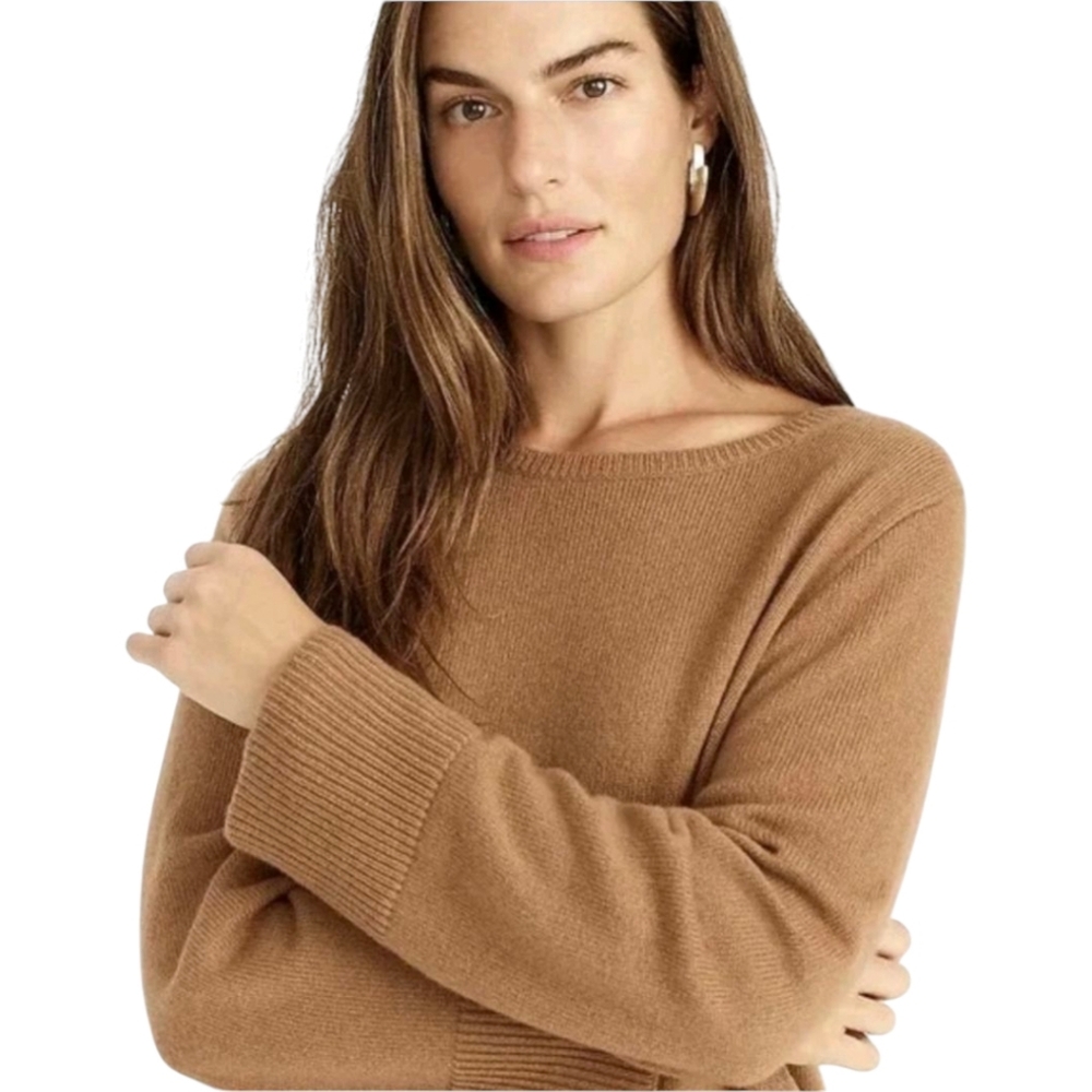J.Crew Cashmere Wool‎ Recycled Blend Sweater Camel Tan Cozy Oversized L - Picture 6 of 12